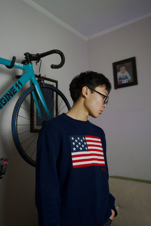 American Flag Polo Sweater
