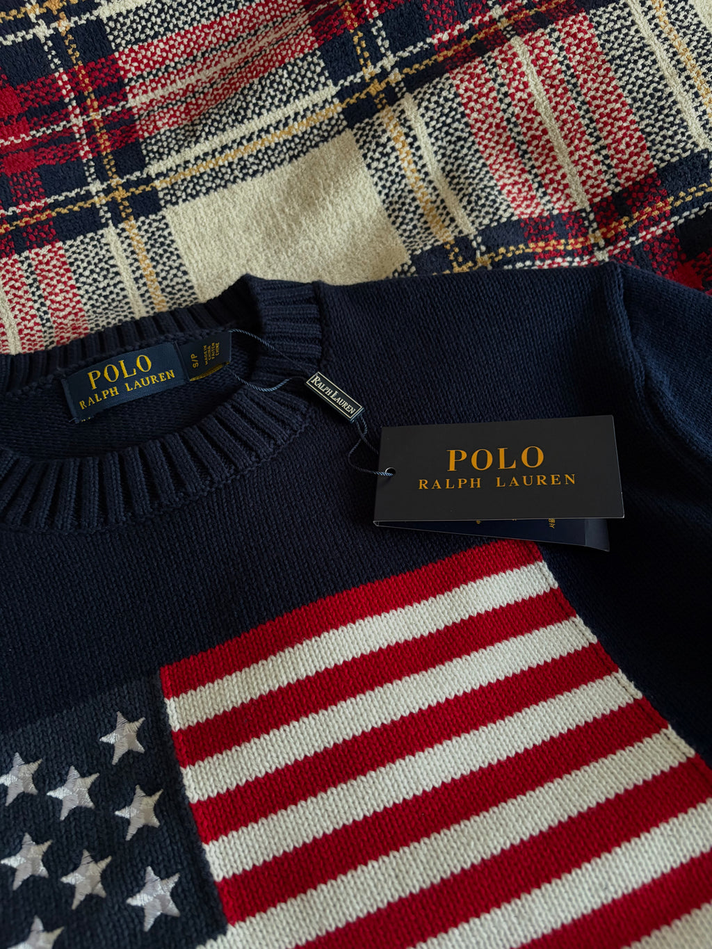 American Flag Polo Sweater