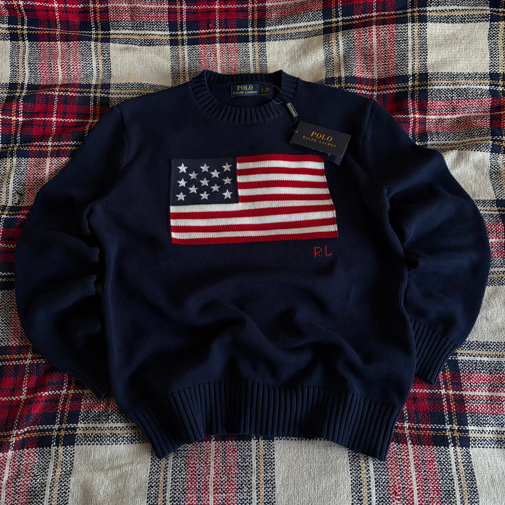 American Flag Polo Sweater